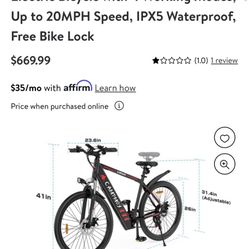 Bike Electric New 20mph Waterproof