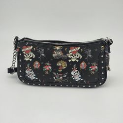 Exclusive Ed Hardy Iconic Tattoo Tiger Print Black Crossbody /Shoulder Bag