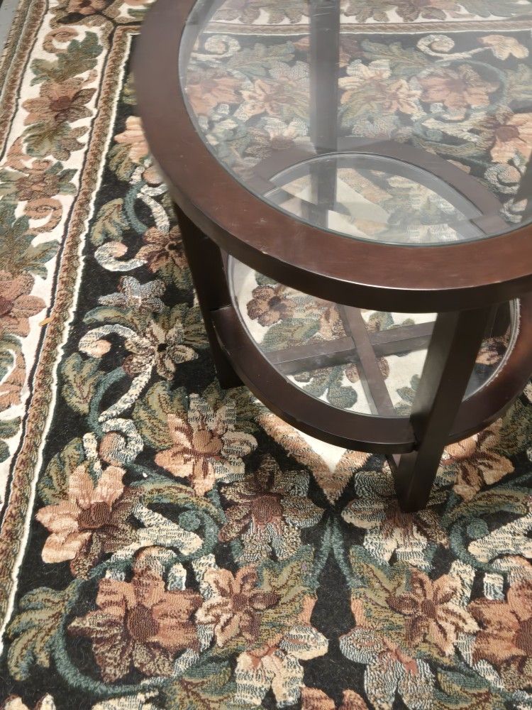 Antique End Table Oval With Glass Shelves