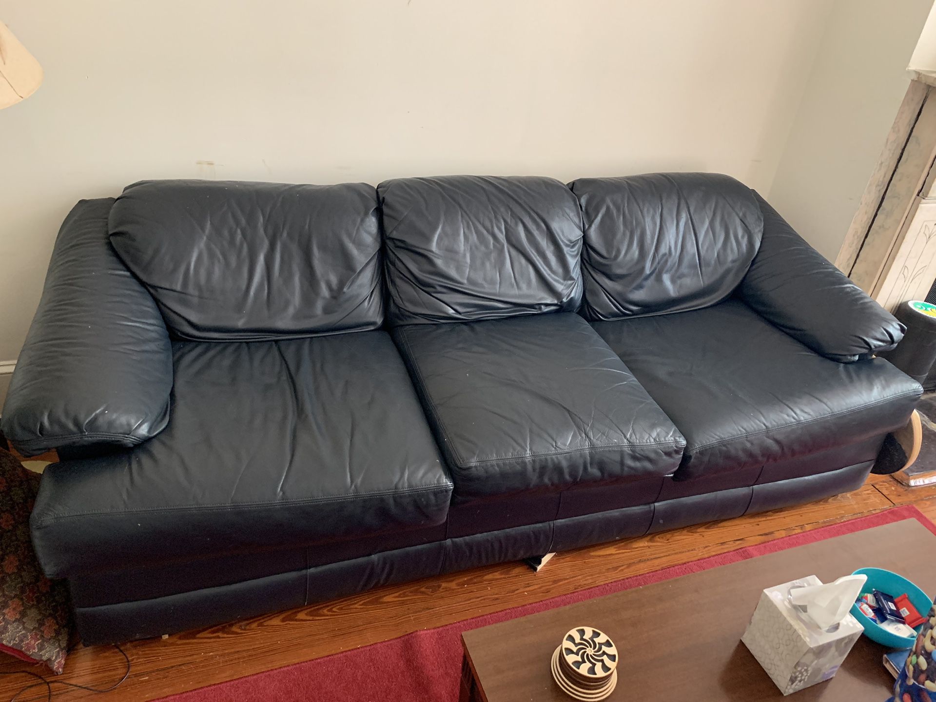 Dark green leather couch