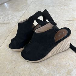 Black Suede Wedges Size 7