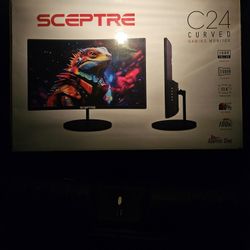 Sceptre 24-inch Curved 100Hz Gaming Monitor HDMI x2 VGA 100% sRGB Eye-Care, Build-in Speakers Machine Black 2024 (C248W-1920RNR Series)