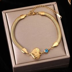 316L Stainless Steel Heart Shape Gold Color Bracelet 