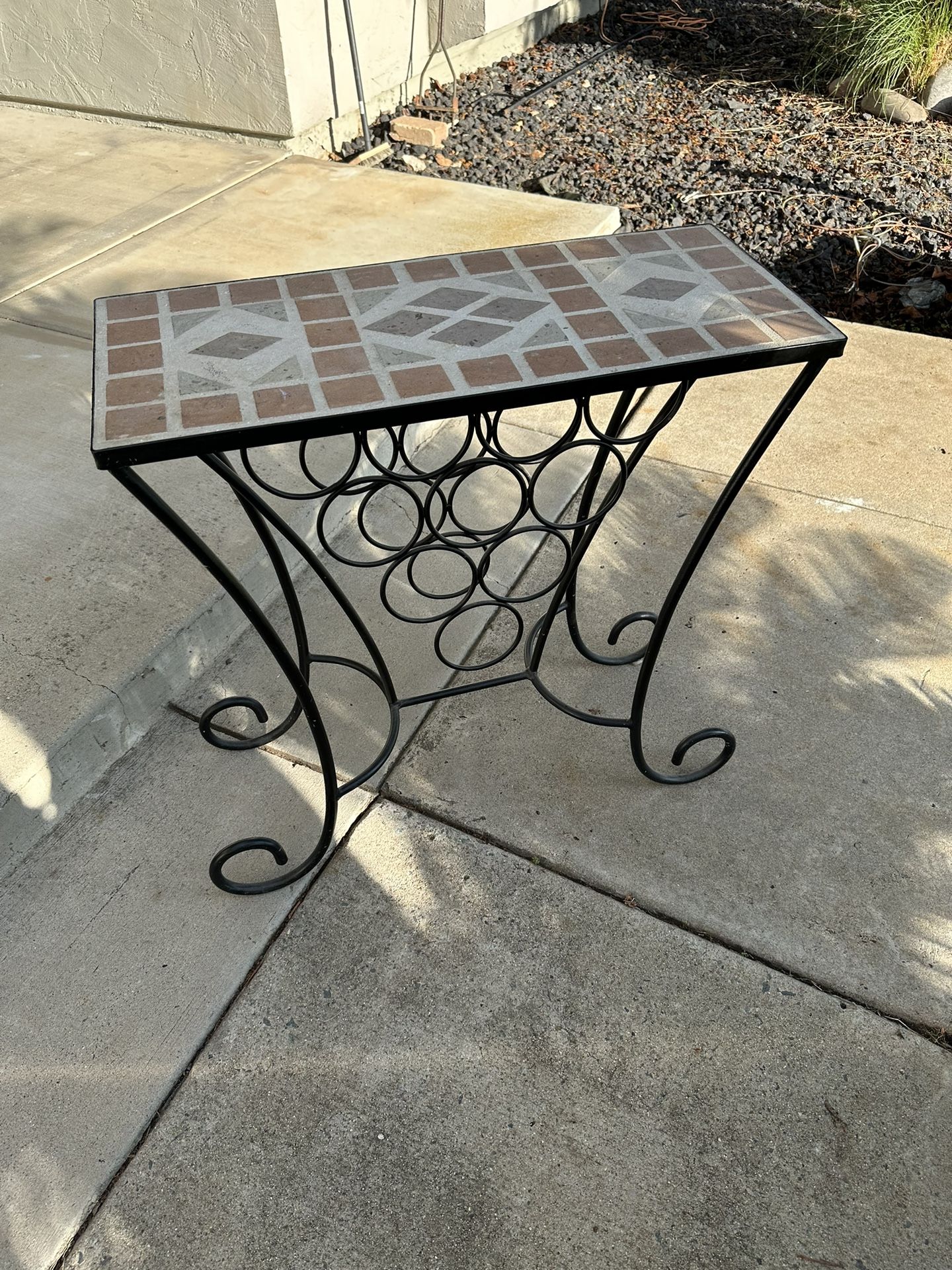 Wrought Iron Wine Rack with tile Surface