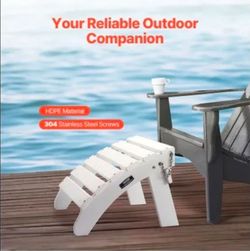 VEVOR Adirondack Ottoman, 17.7L x 19.7W x 13.8H Inch HDPE Plastic Folding Adirondlack Ottoman, Weather- Resistant Foot Rest for Adirondack Chair, Wide