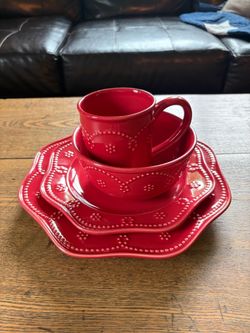Red dishes- service for 12