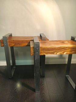 Set of two ottoman iron frame and wood , handmade .