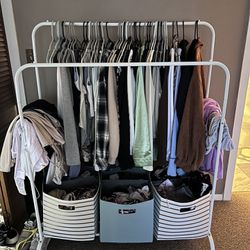 Clothing Rack With Bins