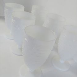 Vintage Milk Glass Hobnail Footed Glass Goblets Glasses Glam