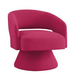 Modern Swivel Barrel Chair, Upholstered Velvet Round Accent Chairs,360 Degree Comfy Swivel Chair with Open Backrest, Single Chair Armchair for Living 
