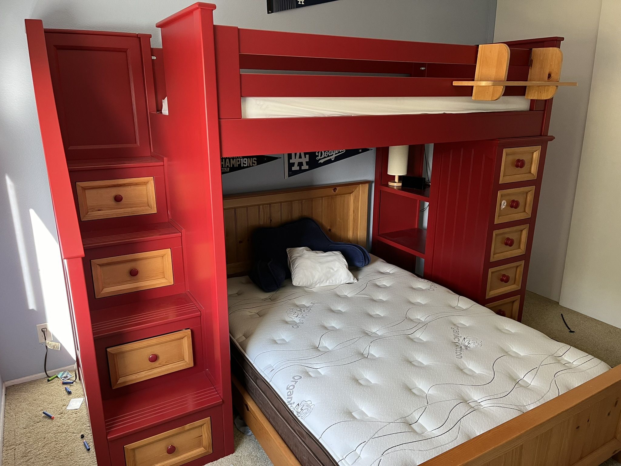 Loft Bed With Stairs, Shelves/ Built In Dresser