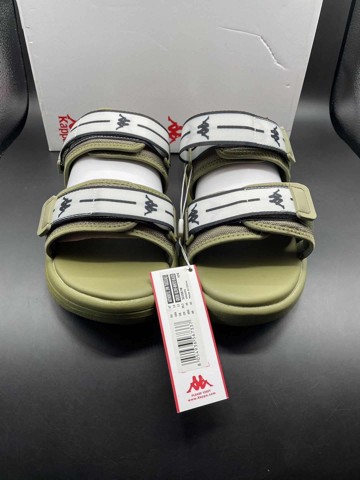 New Kappa Authentic Jpn Tasiilaq Slides Green Olive Mens Size 13