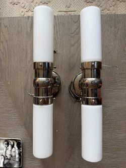 Pair of Visual Comfort Graydon Double Bath Lights – Thomas O’Brien – Polished Nickel
