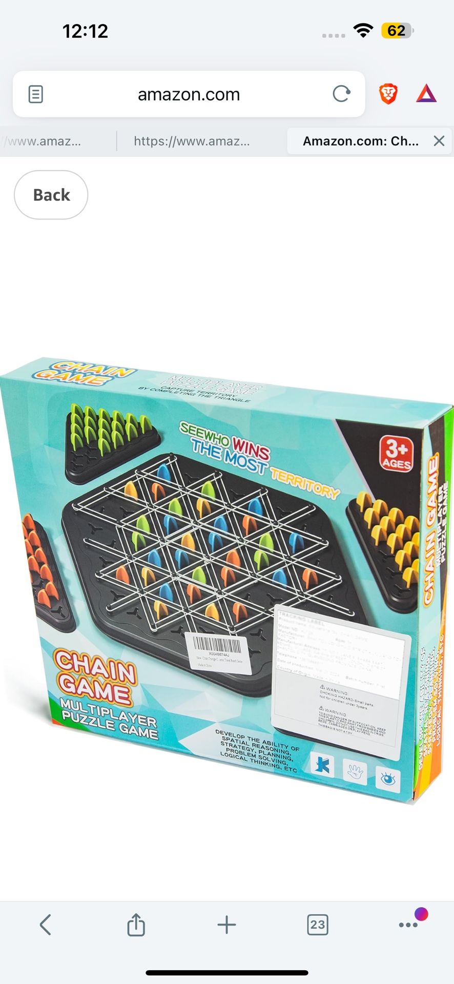 Chain Triangle Chess Game, Rubber Band Games, 2 to 4 Players, Strategy Board Games, Famliy Night Games for Kids and Adults.