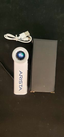 New and never used portable fan with LED indication and rechargeable battery