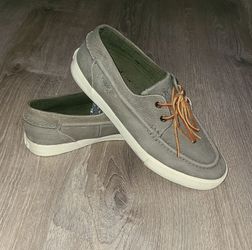 Polo Ralph Lauren Shoes Men's 9.5 D Gray Grey Grained Nubuck Leather Boat Casual