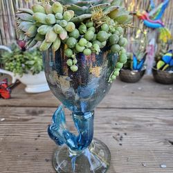 Mermaid Glass Succulent Centerpiece – Ocean Inspired 🧜‍♀️🌿