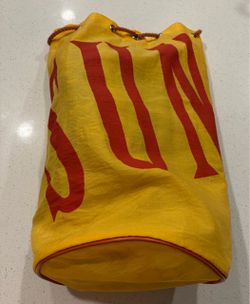 Yellow Canvas Drawstring Bucket Bag