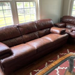 Genuine Italian Leather Sofa/Couch And Loveseats  