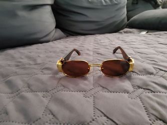 Oval Sunglasses Gold Frame Brown Lenses