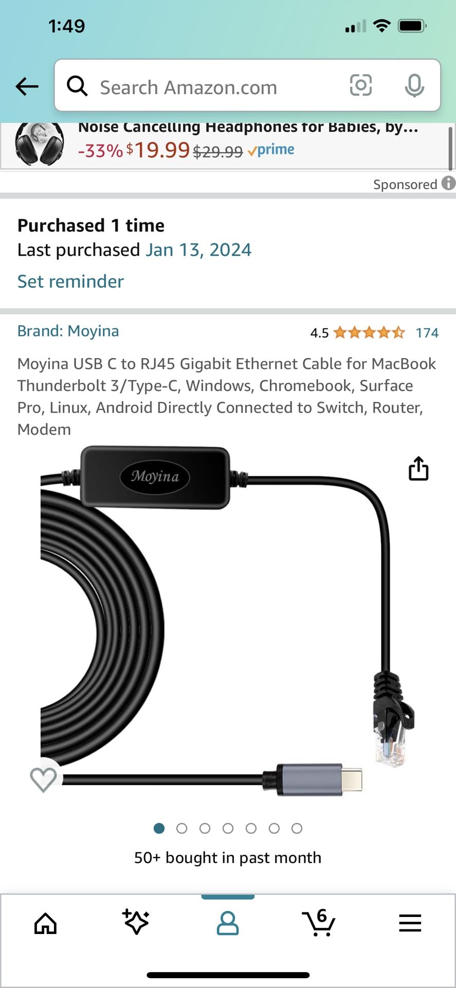 Moyina USB C to RJ45 Gigabit Ethernet Cable for MacBook Thunderbolt 3/Type-C, Windows, Chromebook, Surface Pro, Linux, Android Directly Connected to S