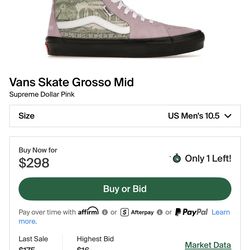 Supreme × Vans Dollar Skate Grosso Mid "Pink"