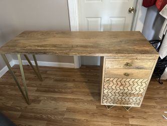 Gold Accent Desk With Drawers
