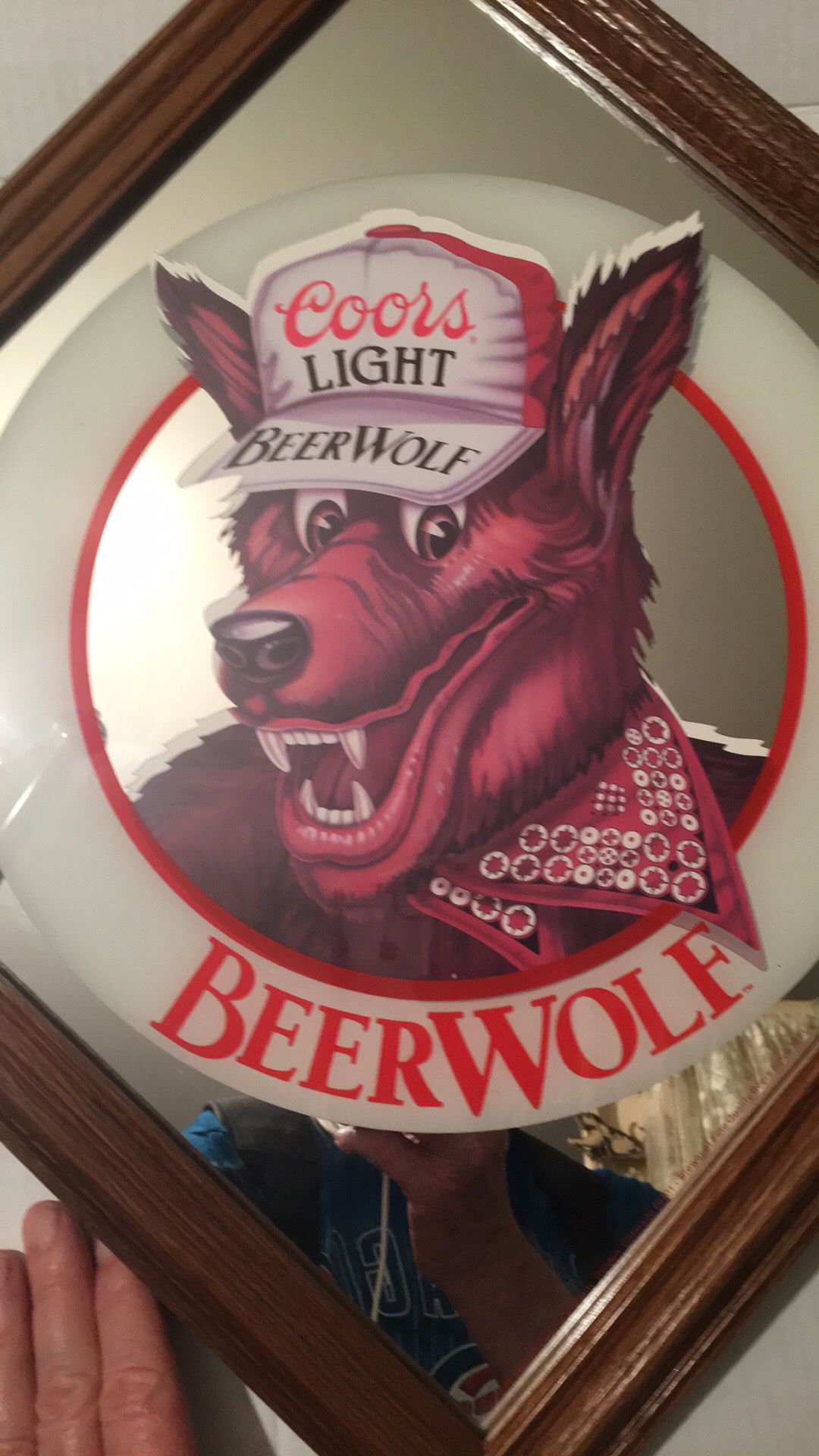 Coors light beer wolf mirror framed