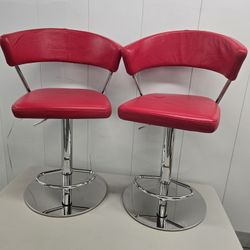 Elizabeth Arden New York Stainless Steel Heavy Duty Barstool Red leather limited edition