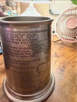 U.S. Navy History Engraved Pewter Tankard Mug