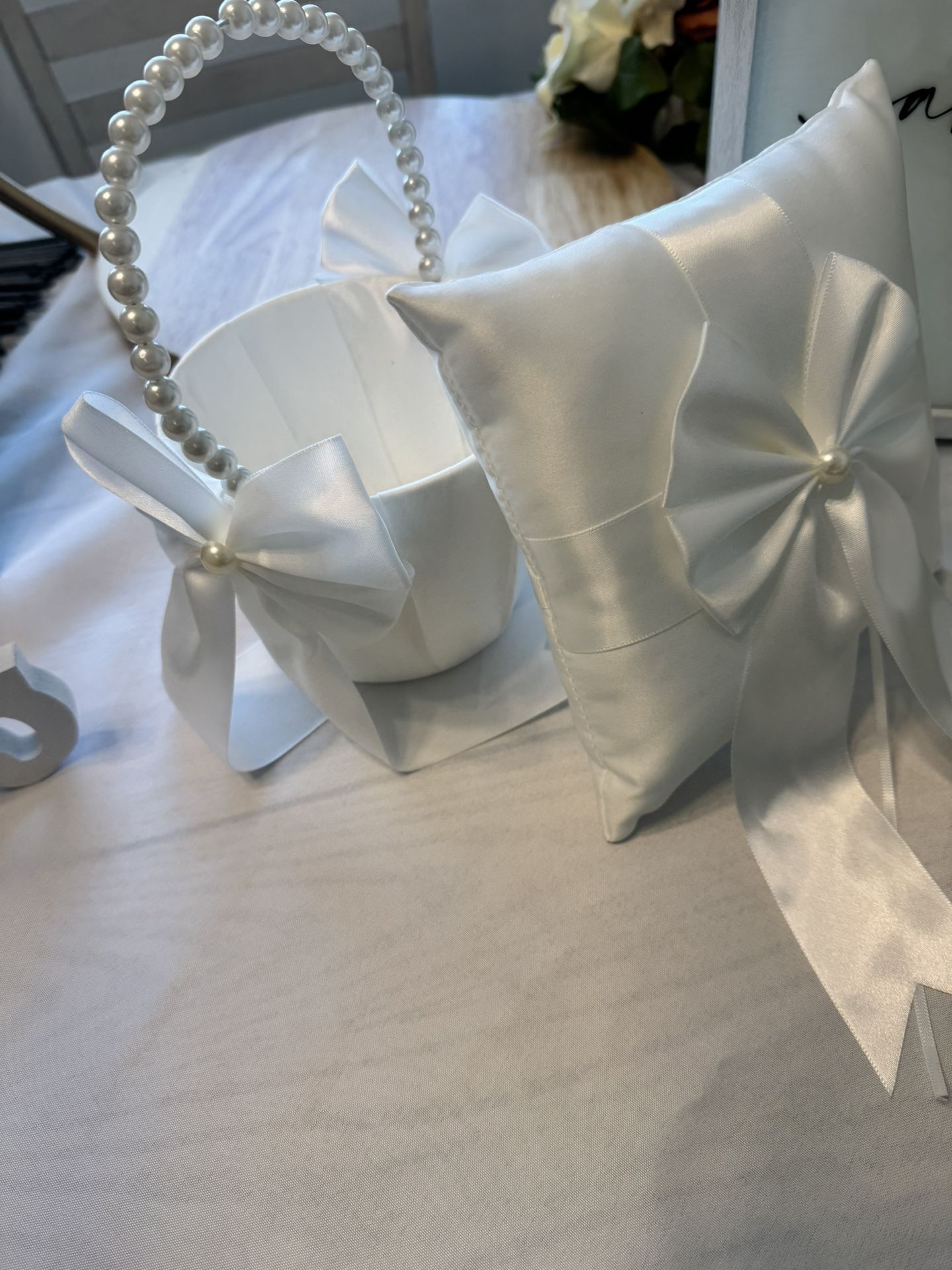 Flower Girl Basket And Ring Barriers Pillow