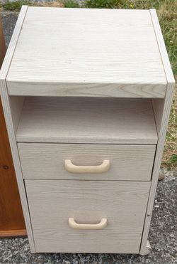 Rolling Side table with drawers