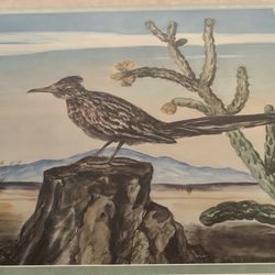 Roadrunner By Peter Hurd 33” X 28 1/4” Double Matted Ready To Hang