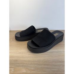 Steve Madden Platform Sandals Knit Slip On Black Vintage Y2K Retro Chunky 6.5