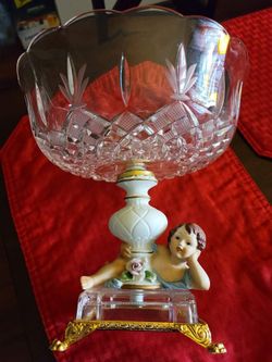vintage etched crystal centerpiece
