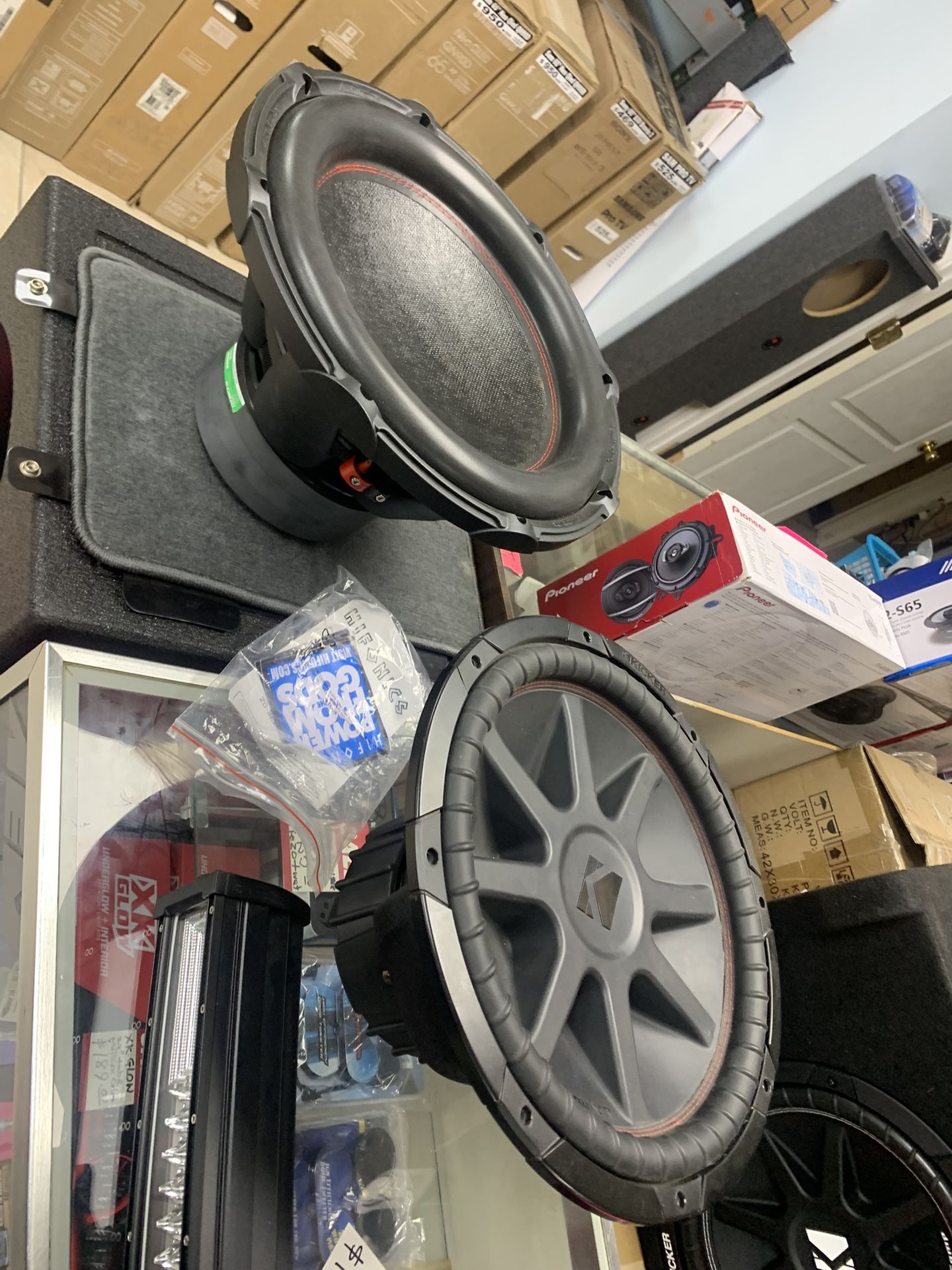 Car, audio, speaker, subs, and boxes in amps