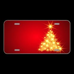 License Plate Novelty Car Front Christmas Christmas Tree Backdrop Red