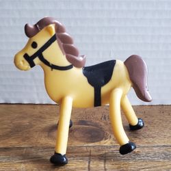 Bendable Plastic Brown Horse With Black Saddle