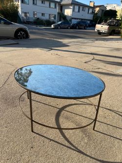 Vintage Oval Smoke Mirrored Top Coffee Table
