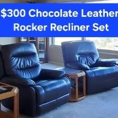Chocolate Leather Recliner Set