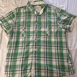 Guess Short Sleeve green Plaid Shirt 2XL