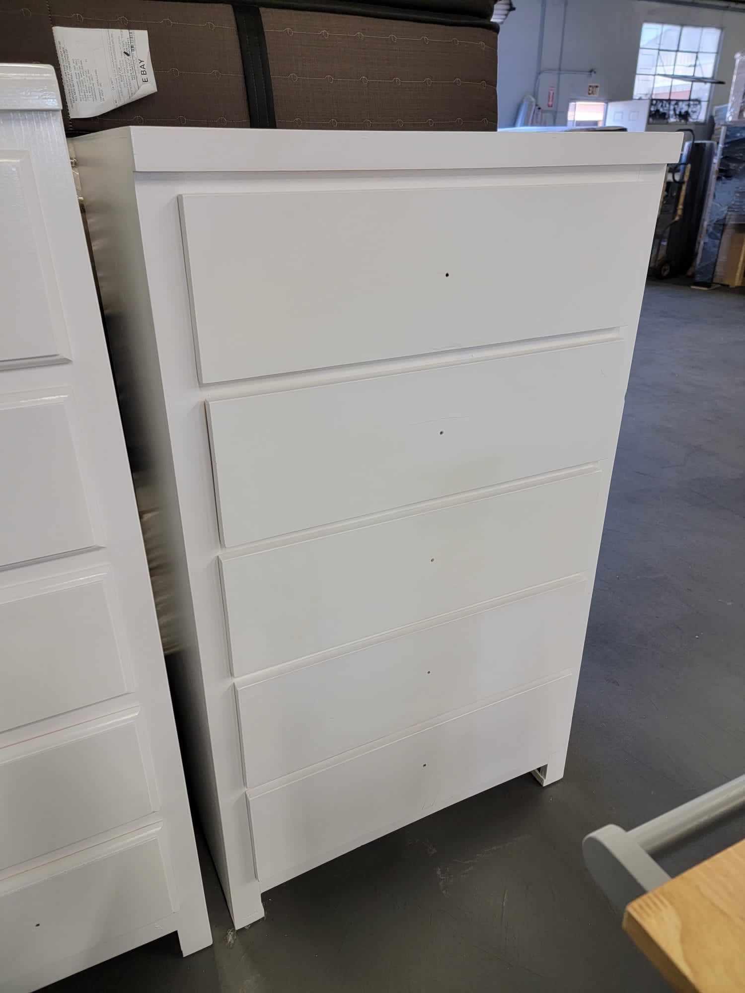 Gloss White 5- Drawer Solid Wood Chest