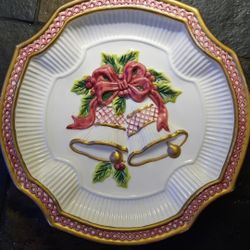 Fitz and Floyd Holiday Bells Canapé Plate 8.5 Decorative Christmas