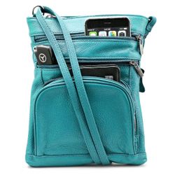 Teal Leather Bag with Crossbody Strap NEW!!