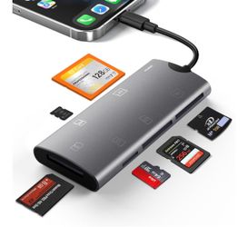 USB-C Multi SD Card Reader,CF SD TF XD MS M2 Card Adapter for Phone Laptop Memory Stick Pro Duo/Micro SD Card Reader Adapter for Phone/Pad USB C Devic