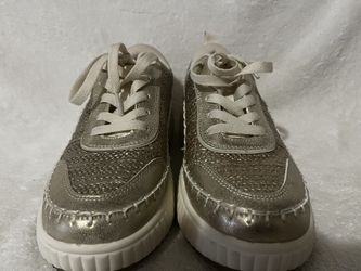 Women's Gold Fashion Sneakers with White Laces