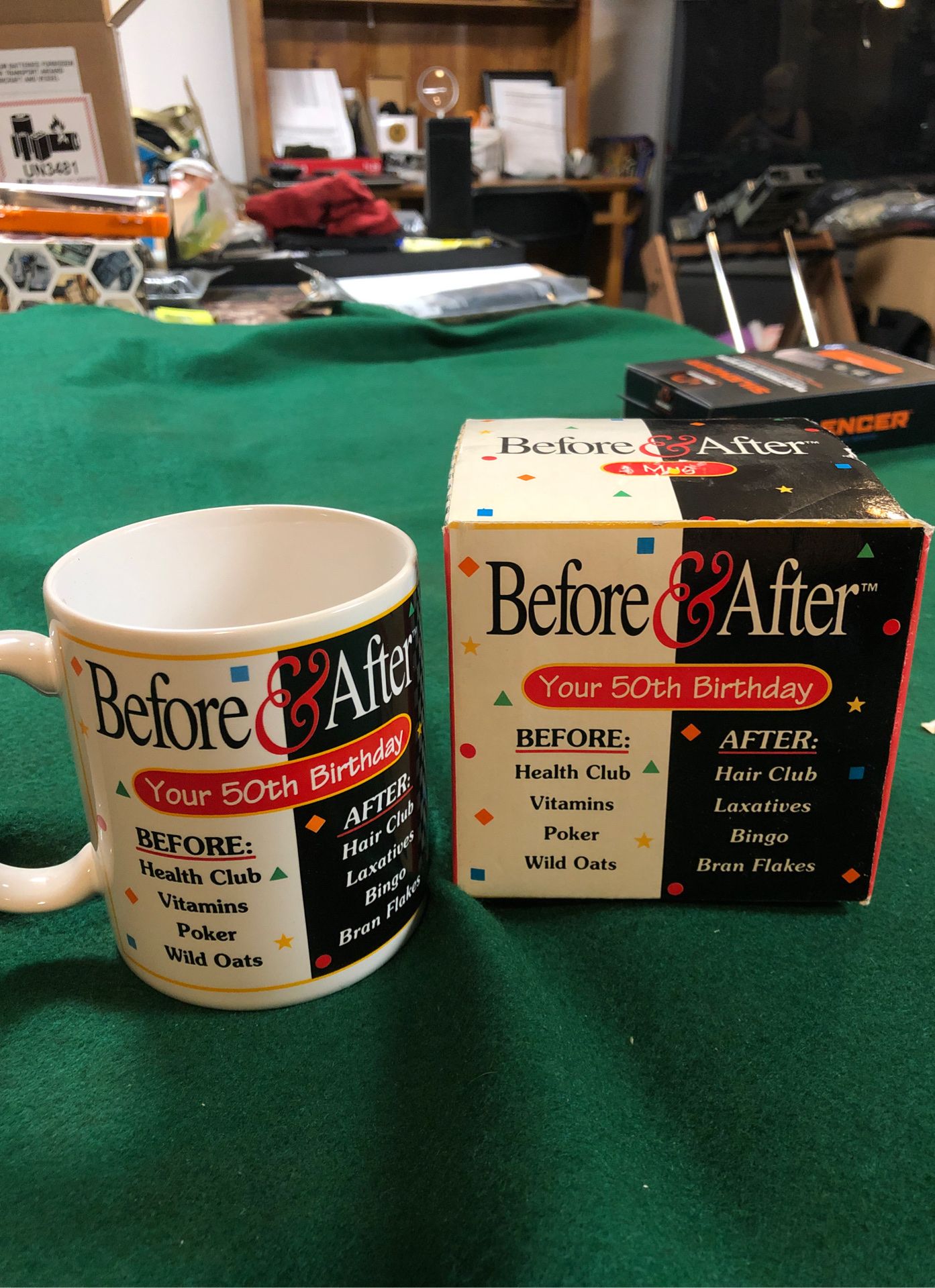 Man 50th birthday gag gift before & after coffee cup