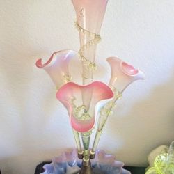 1800's  Vaseline Glass Epergne Rare 