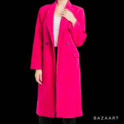 SZ 1X plus size NWT Pink Wool Winter Trench belted Jacket A New Day