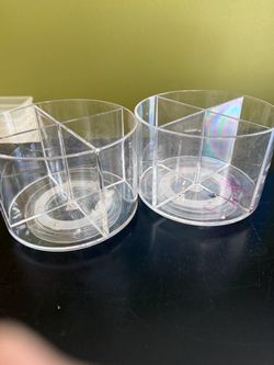2 Clear Rotating 4-Compartment Desk & Craft Organizers